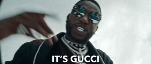 Rapper Gucci Mane shouts "It's Gucci" in a gif and I can hear it perfectly in my head.